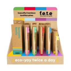 Display stand including 25 bamboo toothbrushes, 3 multipacks and samples 