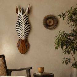 Mask Albesia Wood Zebra 50cm