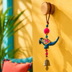 Bird Hanging with Bell Recycled Plastic Blue