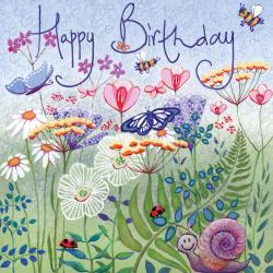 Birthday card "The Flowers and the Bees" 16x16cm