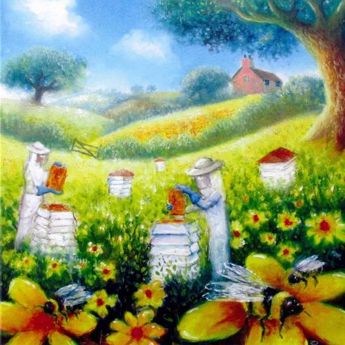 Greetings card "The Beekeepers" 16x16cm