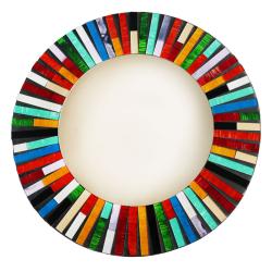 Round mirror, recycled glass mosaic speckled design 40cm diam