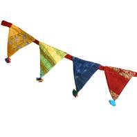 Garden flags/bunting, recycled fabric assorted colours