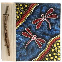 Notebook Aboriginal design dragonflies, 20x20cm