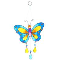 Suncatcher butterfly blue yellow 14x17cm