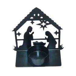 T-lite holder Nativity scene, part recycled metal 9.5 x 4.5 x 10cm