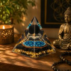 Orgone Pyramid Black Tourmaline Amethyst 9x7cm