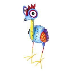 Let's Boogie Tall Bird – Blue Recycled Metal Sculpture
