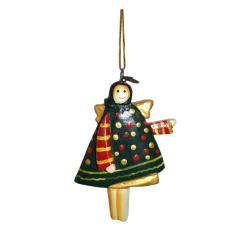 Hanging Christmas Decoration, Angel Green With Spots