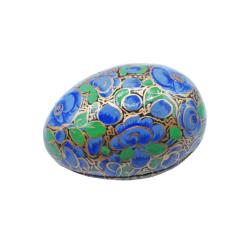 Egg Shaped Trinket Box Blue Flowers Papier Mâché 9cm