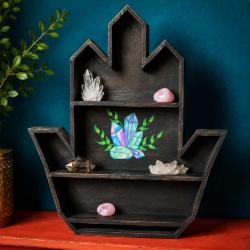 Shelf Unit Wood Albesia Hamsa Hand 49x7x60cm