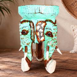 Elephant Stool/Coffee Table – Blue-Green – 30cm
