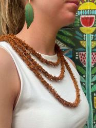 Necklace, Recycled Shrimp Net Brown 100cm