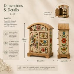 Chest of Drawers Handpainted Wood Storage Cabinet 20x13x26cm
