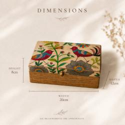 Trinket Box Hand Painted Wood Jewellery Storage 20x12x8cm