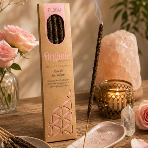 Smudge Incense Organic Goodness Bloom Rose & Geranium x6