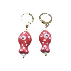Earrings Ceramic Red Fish