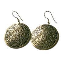 Earrings black and gold coloured circle