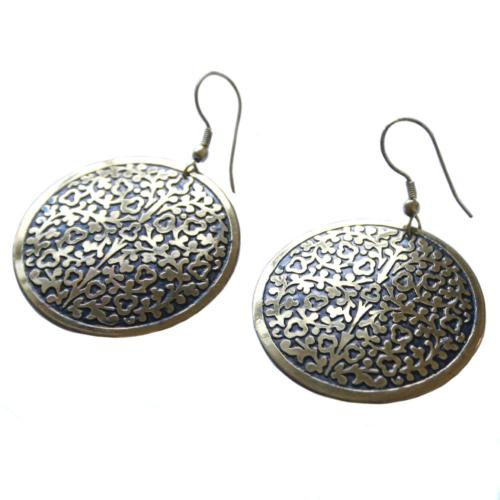 Earrings black and gold coloured circle