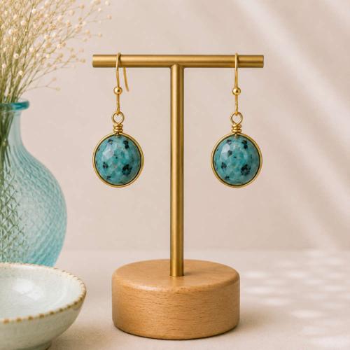 Earrings single drop blue dalmatian