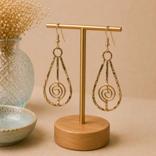 Earrings Gold Colour Coil Teardrop