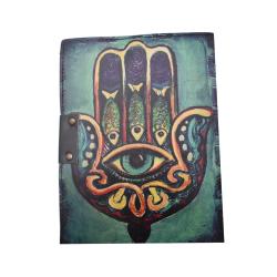 Notebook Leather Bound Hamsa Hand 15x20cm