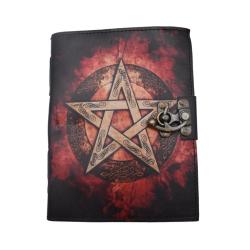 Notebook Leather Bound Pentagle 15x20cm