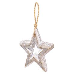 Hanging Star Decoration Albesia Wood 9.5 x 9.5cm