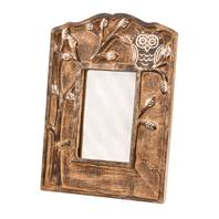 Photo frame, mango wood, owl 20x28cm