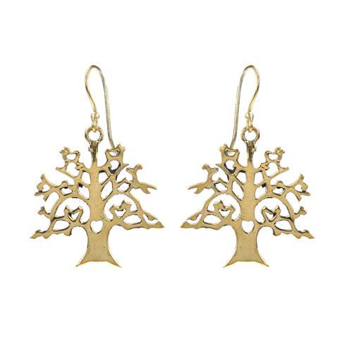 Earrings gold colour, tree