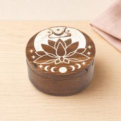 Puzzle Box Round Lotus Sheesham Wood 10 x 10 x 6cm
