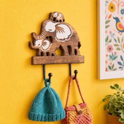Elephant Double Coat Hook Mango Wood