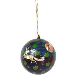 Hanging decoration, woodland animals on bauble, papier mâché 5cm