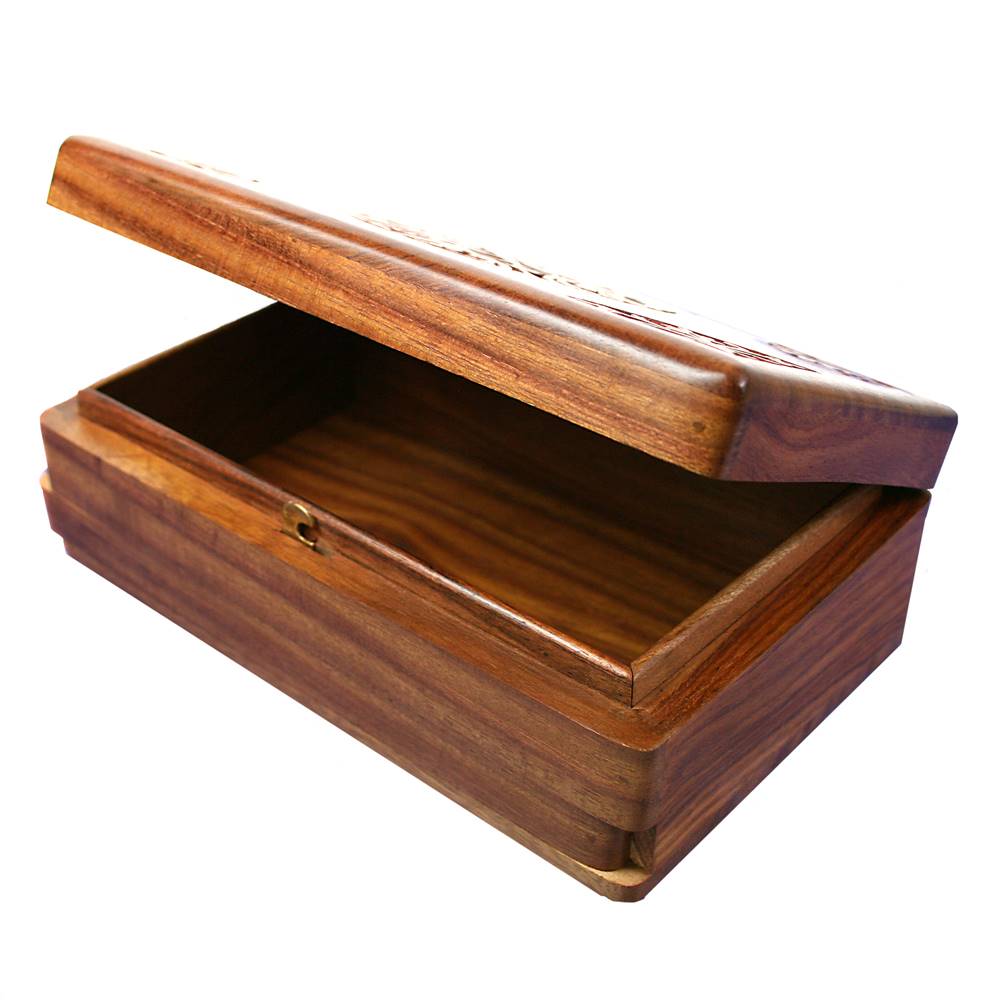 Wooden secret lock box, circle design, 12.5x20x6cm