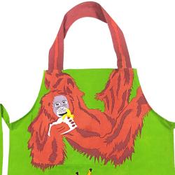 Apron, cotton, orangutan design, one-size to fit adult