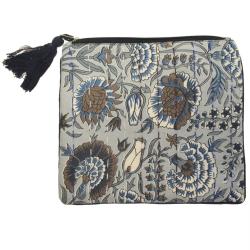 Blockprint cotton work pouch for iPads and tablets, papers 25x20cm
