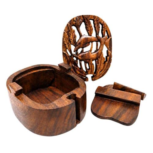 Dolphin Puzzle Box Suar Wood