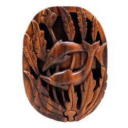 Dolphin Puzzle Box Suar Wood