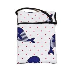 Shoulder Purse / Bag Cotton Whales 12 x 17cm