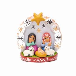 Mini Traditional Ceramic Nativity Scene with Yellow Star