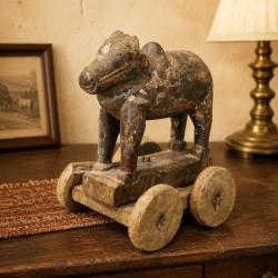 Reclaimed Wooden Cow on Wheels