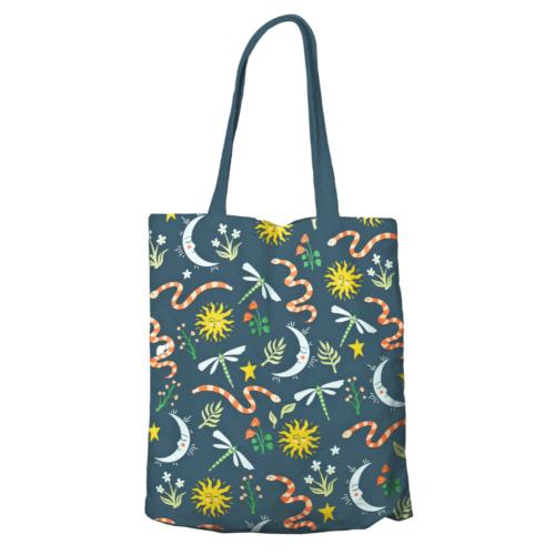 Tote Bag Recycled Cotton Snakes Moons Celestial 36 x 40cm