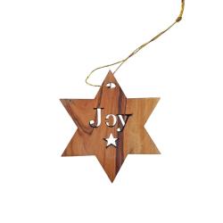 Hanging Christmas Decoration Olive Wood Star Joy
