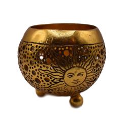 Coconut Bowl Sun Design Gold Colour 12x10cm