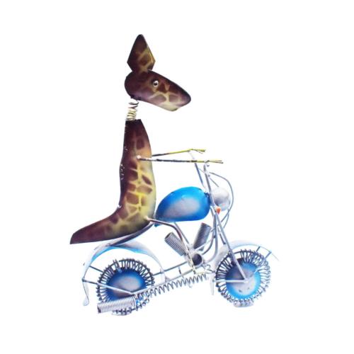 Giraffe on Motorbike Metal 16x7x22cm