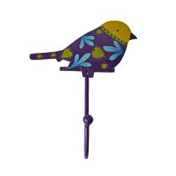 Single metal coat hook, bird purple