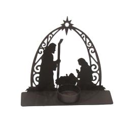 T-lite holder Nativity scene, part recycled metal 16.5 x 7.5 x 14cm