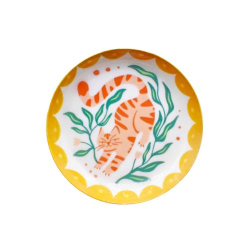 Trinket Dish / Tray Metal Ginger Cat 9.5cm diameter