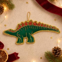 Hanging Decoration Embroidered Stegosaurus Green