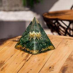 Orgone Pyramid Green Jade Lotus 9cm